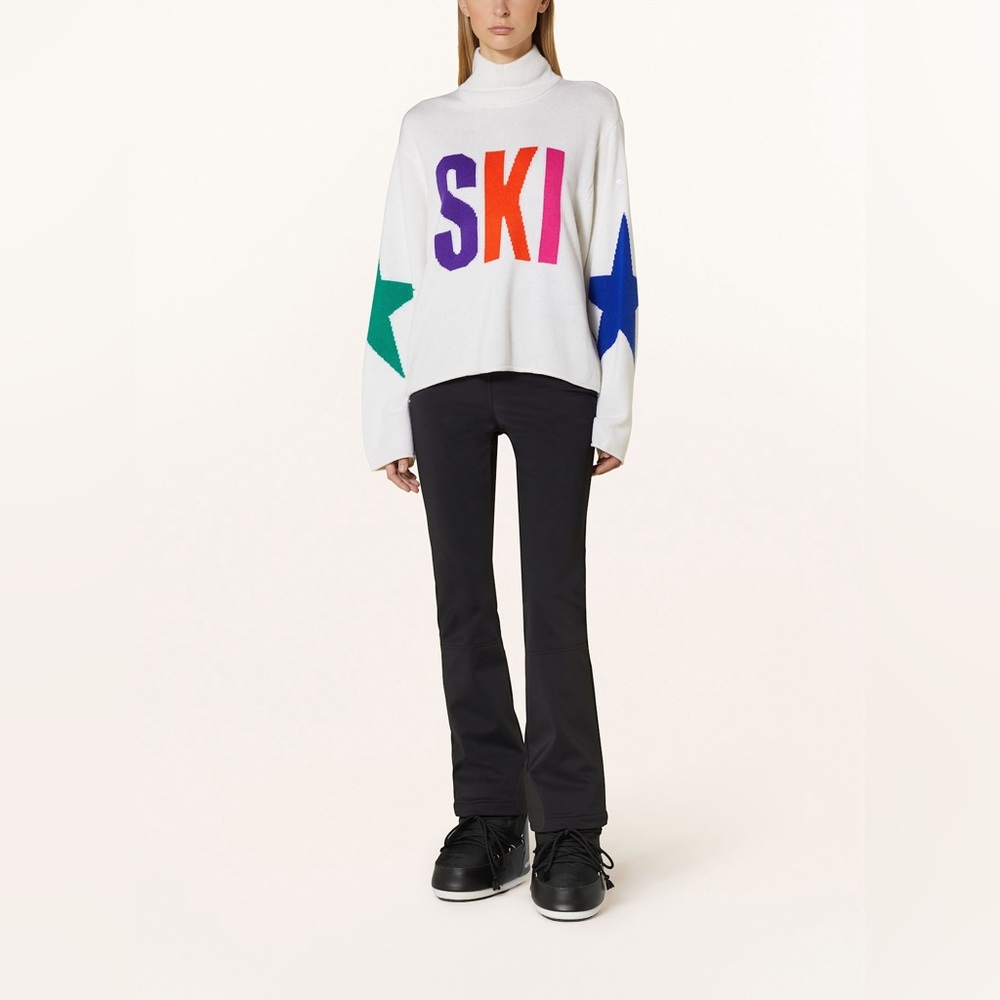 Goldbergh Calore star print long sleeve turtleneck sweater in cream multicolor - Picture 2 of 9